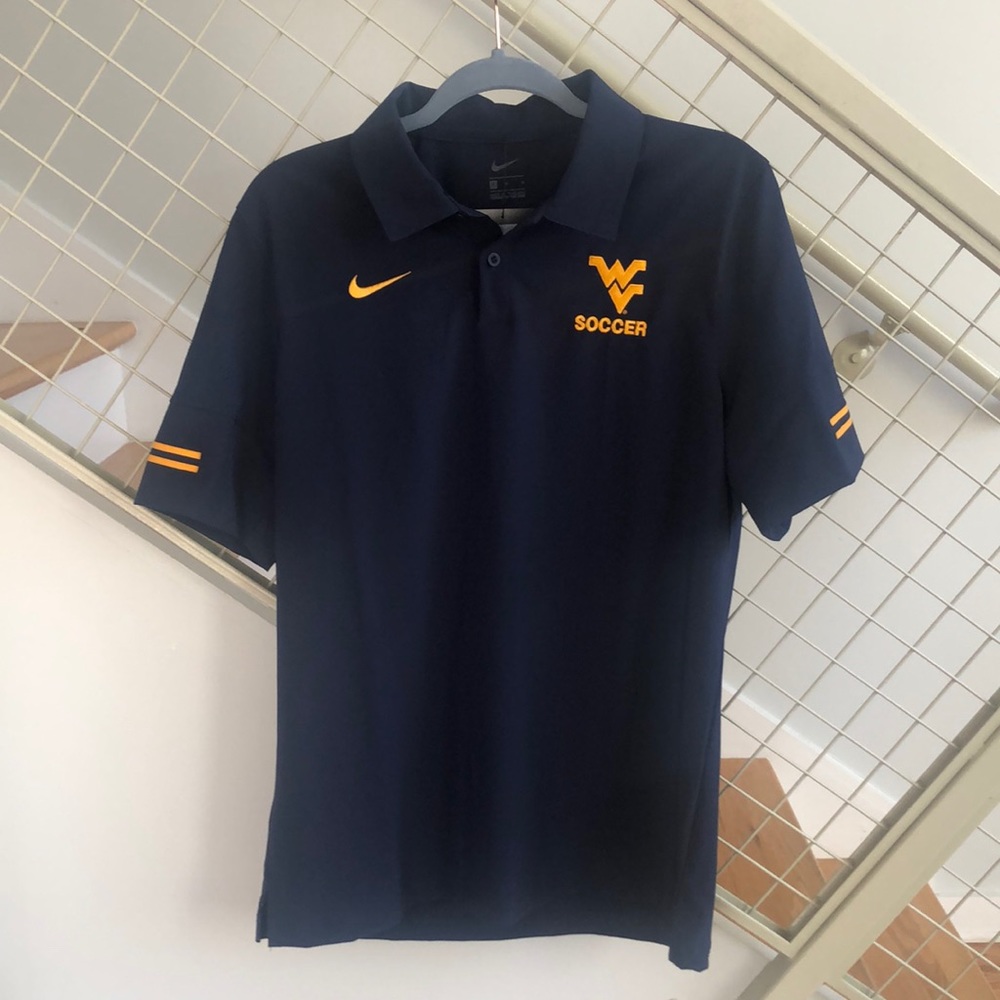 Brand new men’s West Virginia soccer polo